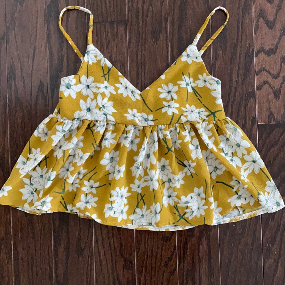 SHEIN size S yellow floral babydoll Top